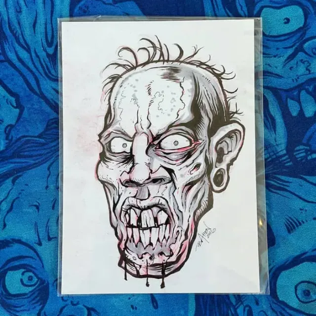 Brian Allen Stalking Walker 019 tuschteckning original 13x18