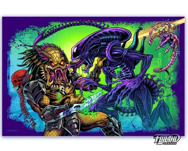 FlylLand Designs Alien Vs Predator artprint 28x43 cm signerad